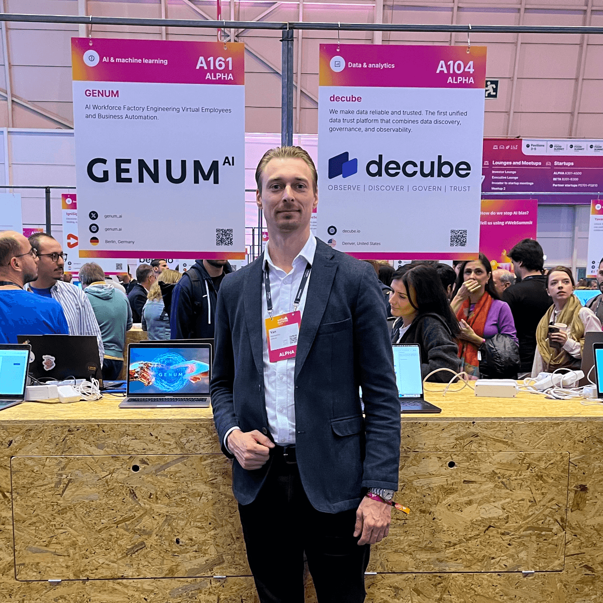 Yan at the Genum booth, Web Summit
