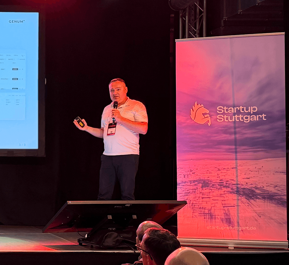 Yefym presenting Genum at Startup Stuttgart